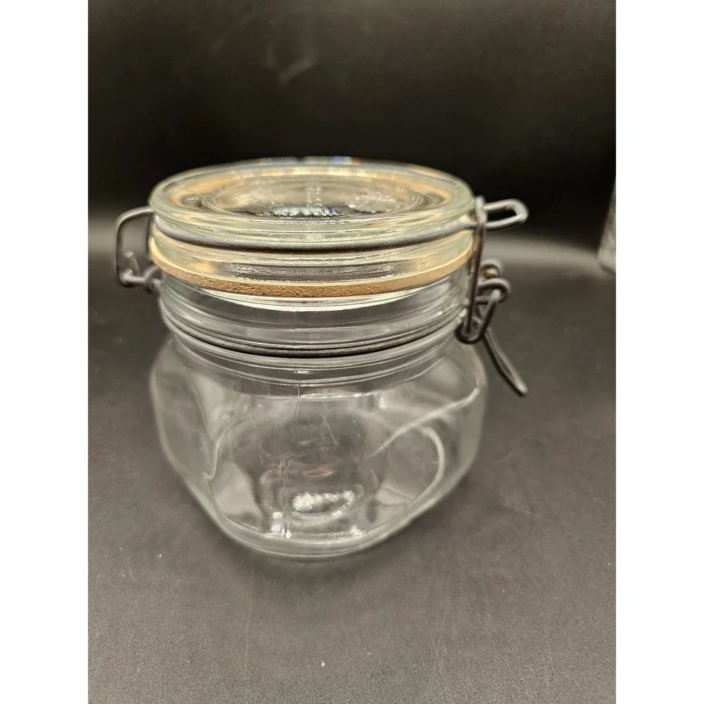 Fidenza Vetraria Italy Glass Jar Wire Bale Clamp Lid Airtight Storage Canister